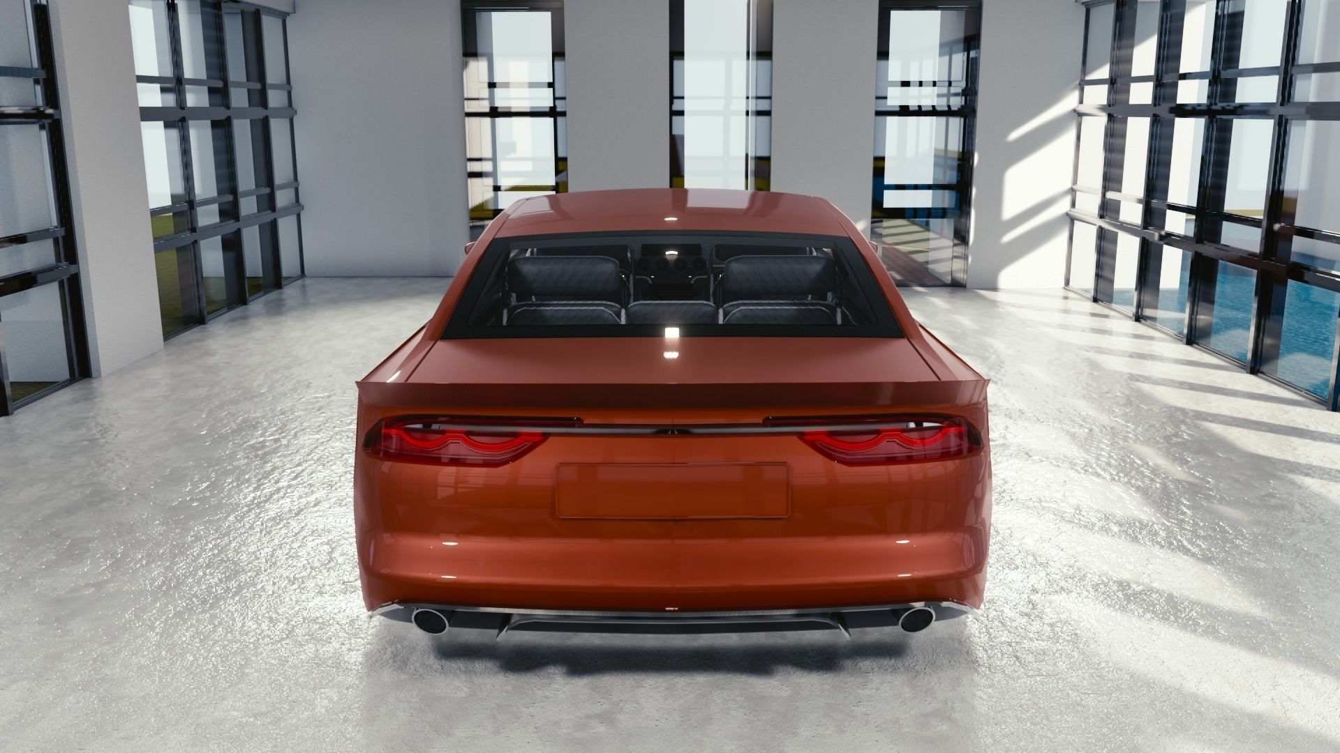 BLENDER EEVEE Brandless Mid Size 4 door sedan Low-poly 3D model_5