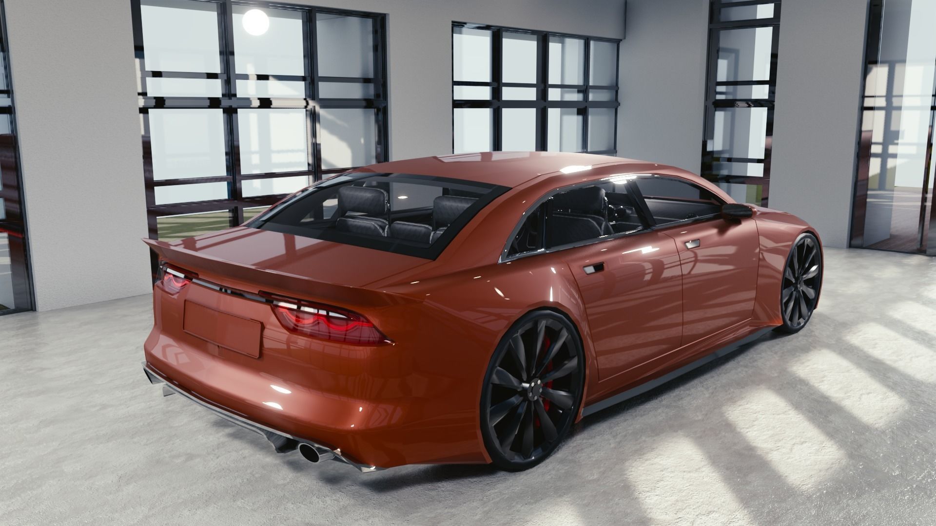 BLENDER EEVEE Brandless Mid Size 4 door sedan Low-poly 3D model_3
