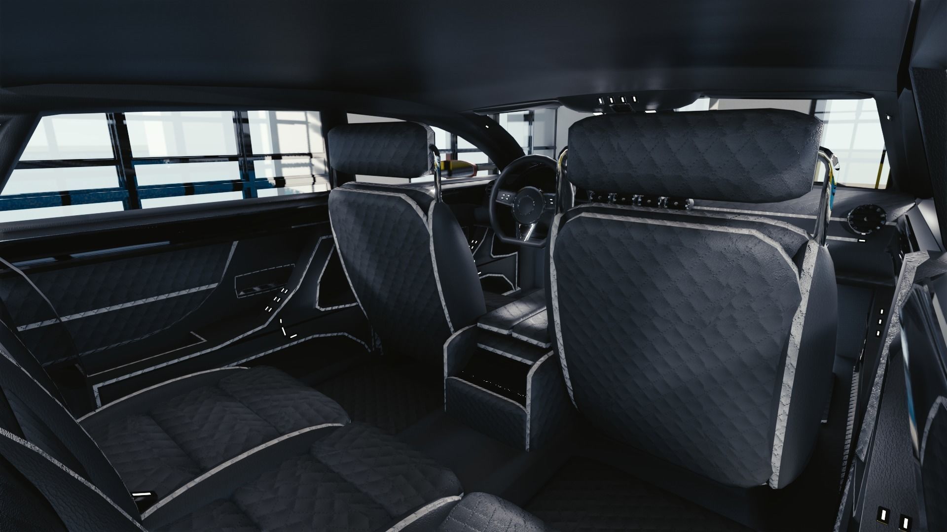 BLENDER EEVEE Brandless Mid Size 4 door sedan Low-poly 3D model_7
