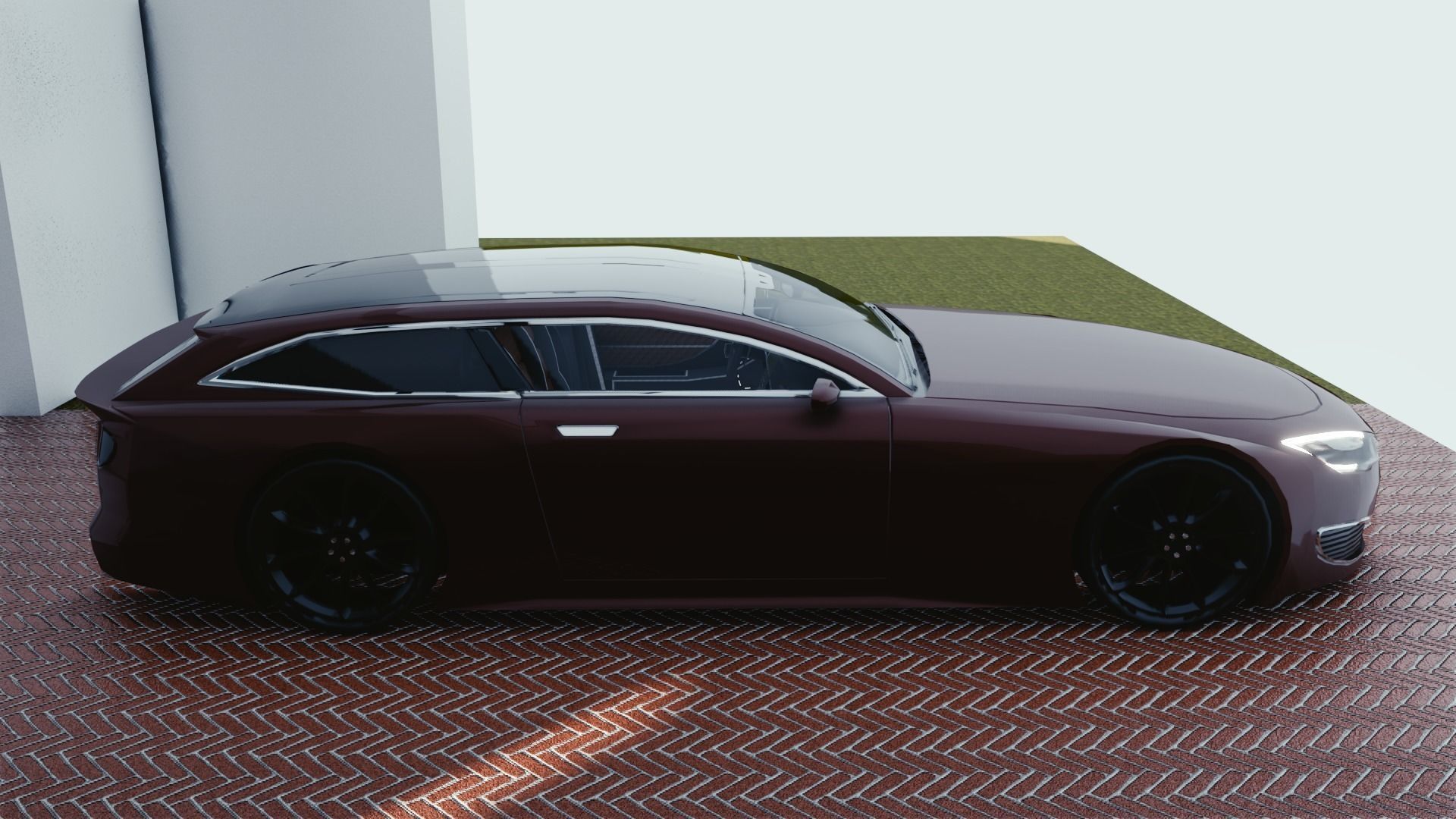 BLENDER EEVEE Brandless Sports GT shooting brake Low-poly 3D model_1