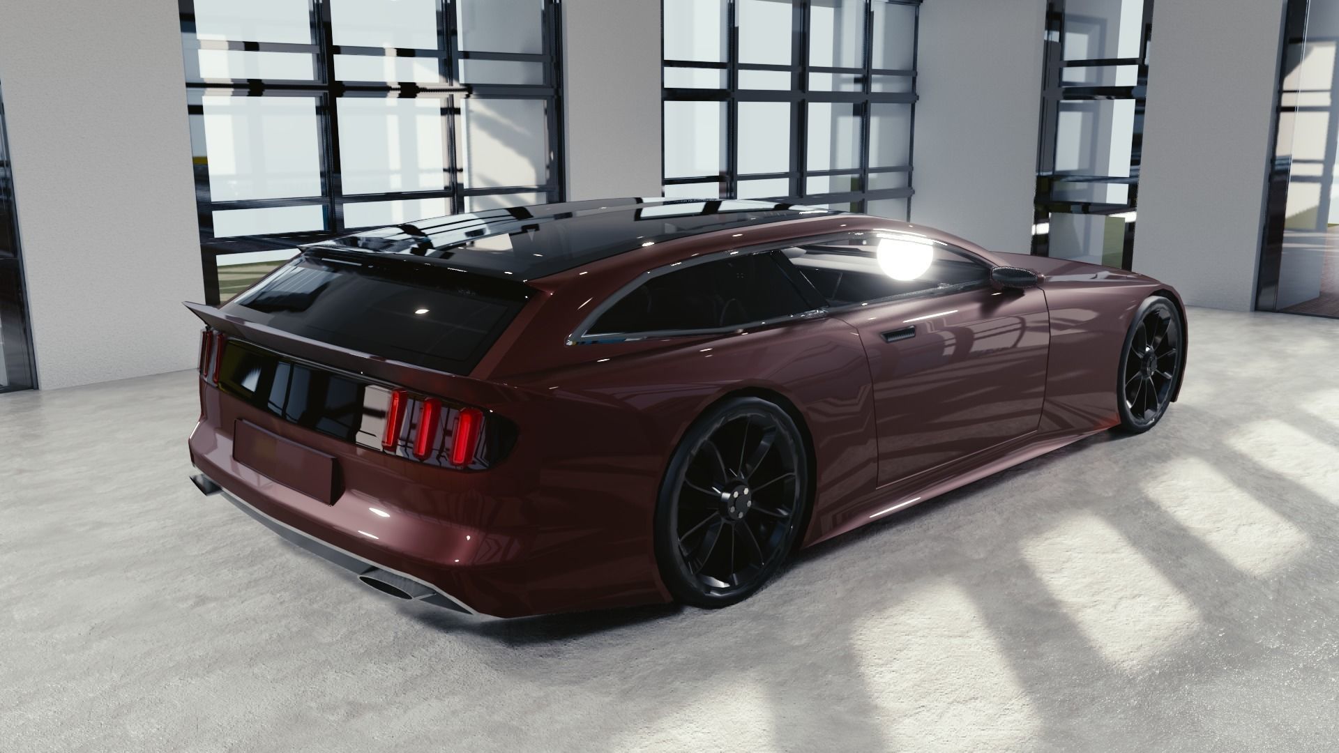 BLENDER EEVEE Brandless Sports GT shooting brake Low-poly 3D model_3