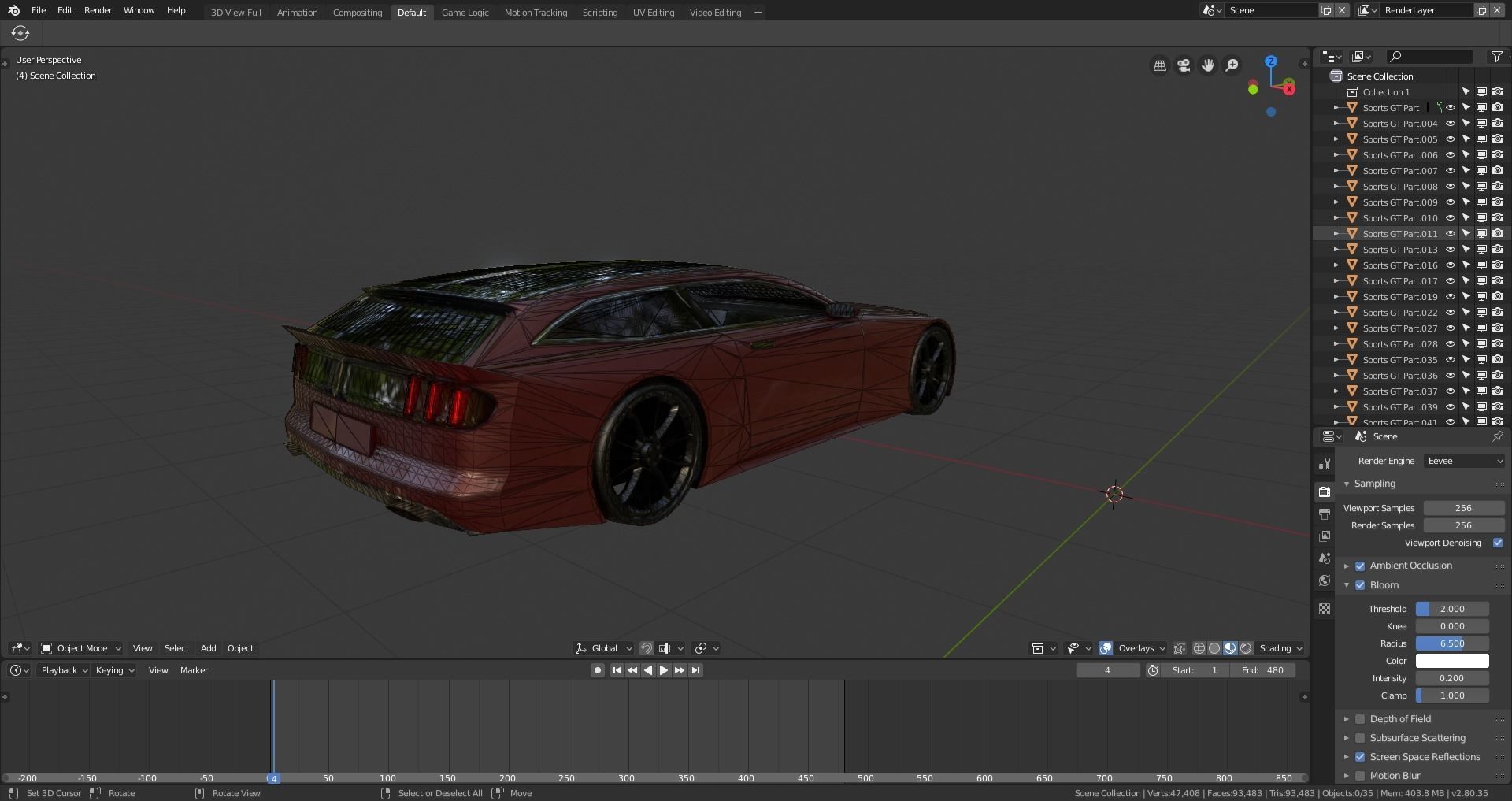 BLENDER EEVEE Brandless Sports GT shooting brake Low-poly 3D model_11