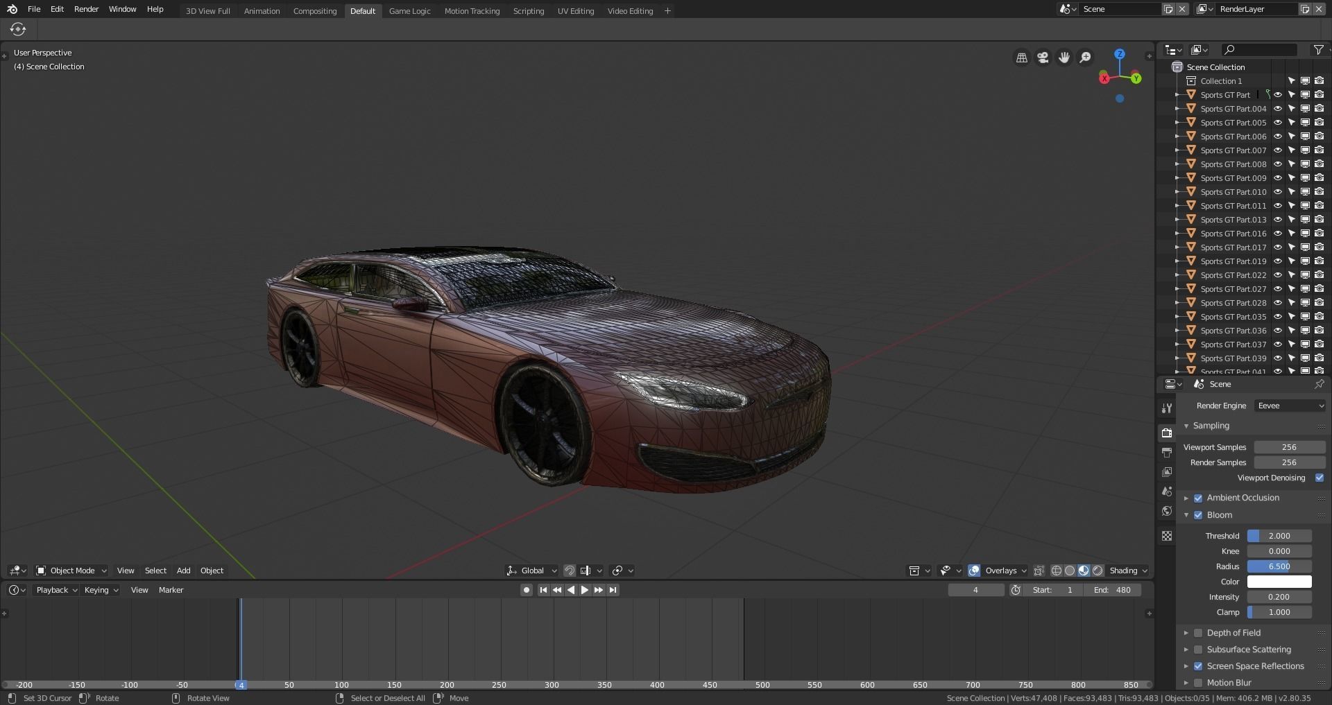 BLENDER EEVEE Brandless Sports GT shooting brake Low-poly 3D model_10