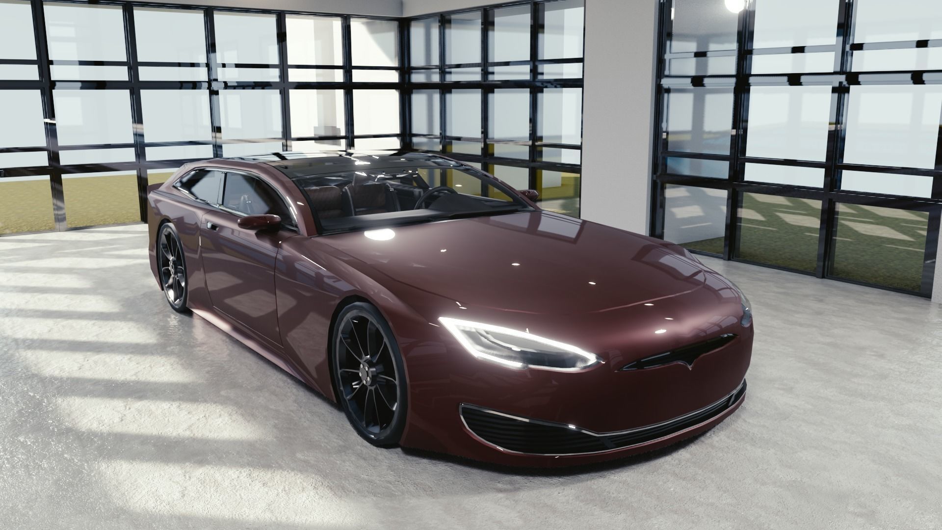 BLENDER EEVEE Brandless Sports GT shooting brake Low-poly 3D model_2