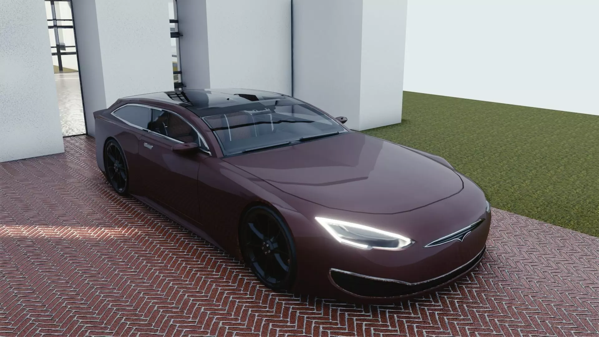 BLENDER EEVEE Brandless Sports GT shooting brake Low-poly 3D model_0