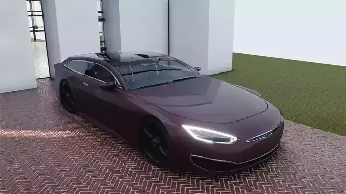 BLENDER EEVEE Brandless Sports GT shooting brake Low-poly 3D model