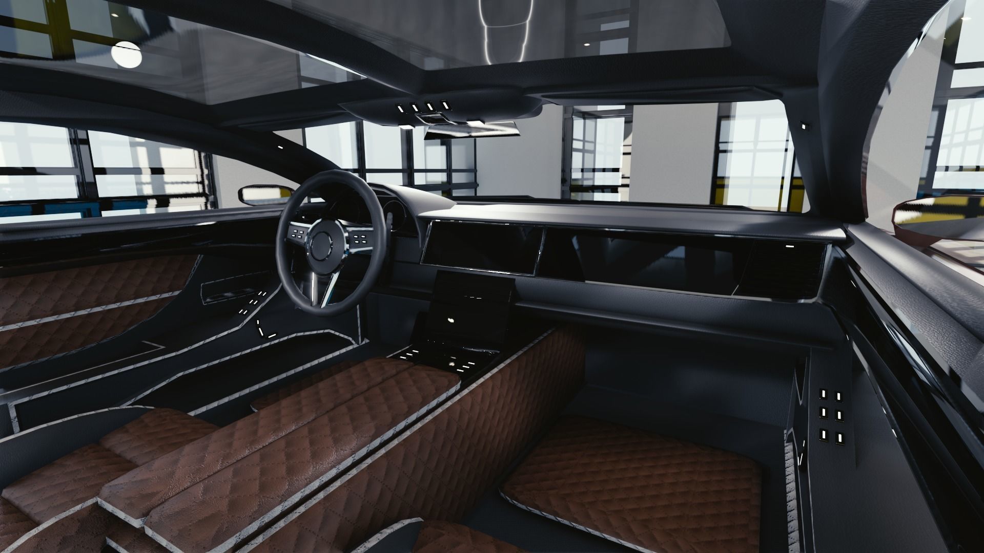 BLENDER EEVEE Brandless Sports GT shooting brake Low-poly 3D model_5