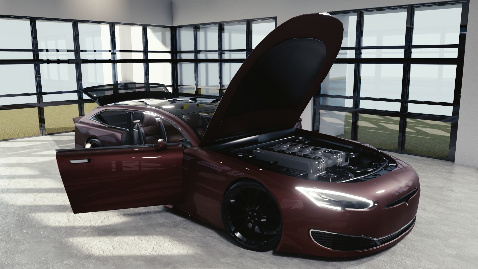 BLENDER EEVEE Brandless Sports GT shooting brake Low-poly 3D model_8