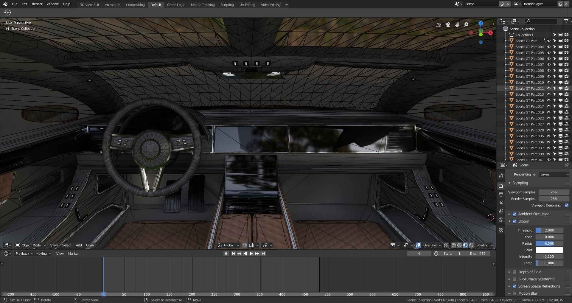 BLENDER EEVEE Brandless Sports GT shooting brake Low-poly 3D model_12