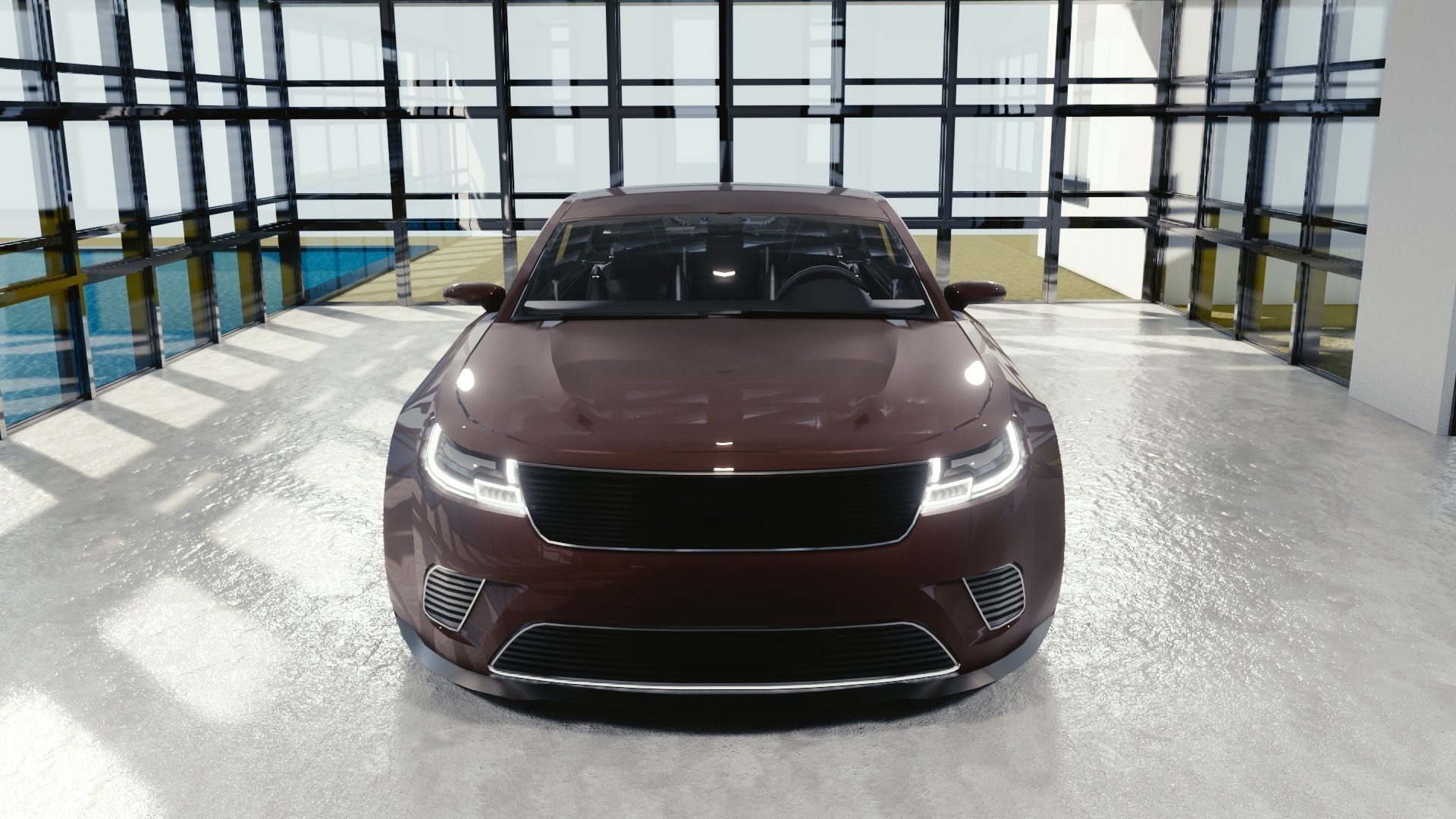 BLENDER EEVEE Brandless Small 4 door hatchback Low-poly 3D model_4