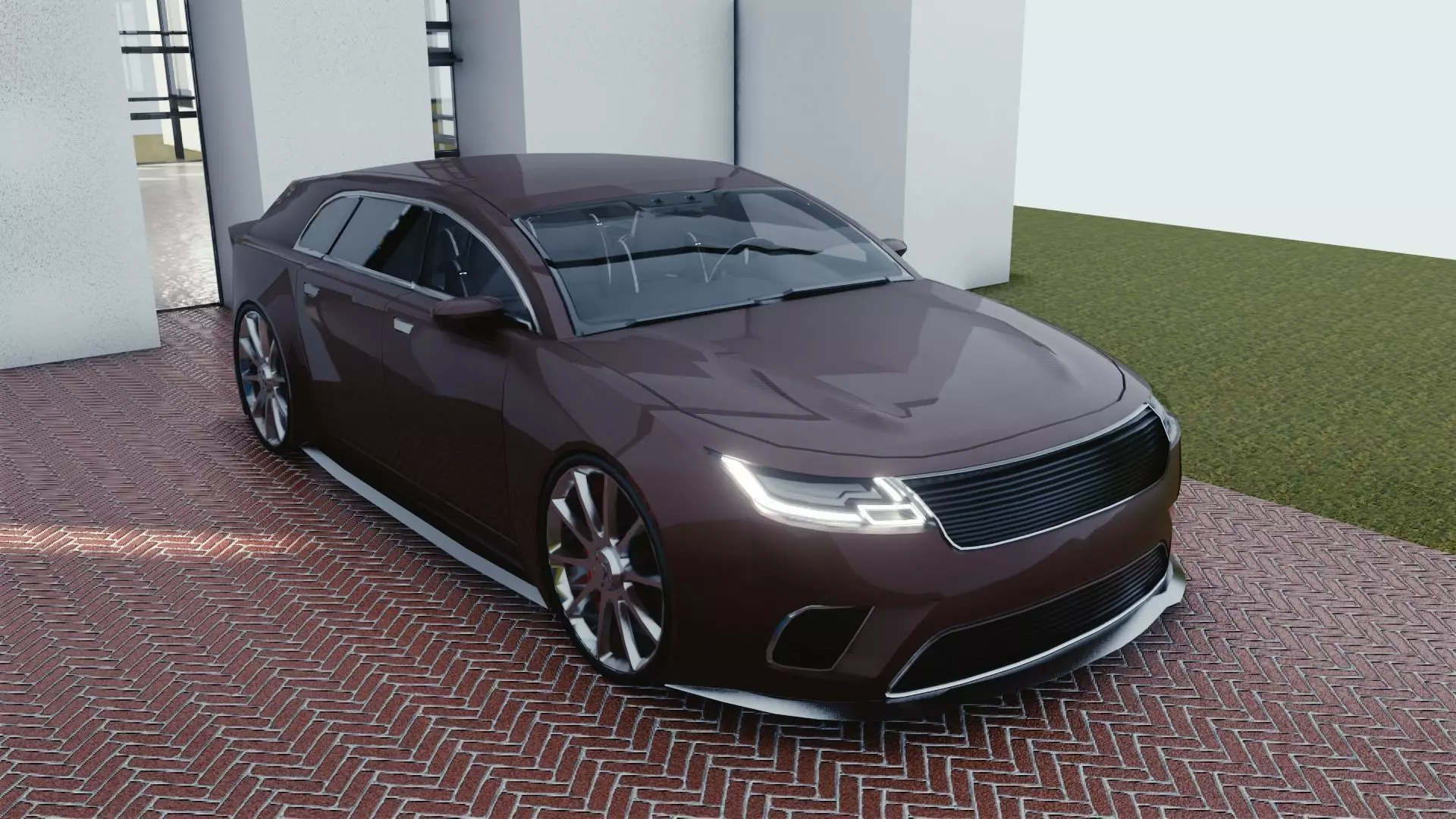 BLENDER EEVEE Brandless Small 4 door hatchback Low-poly 3D model_0