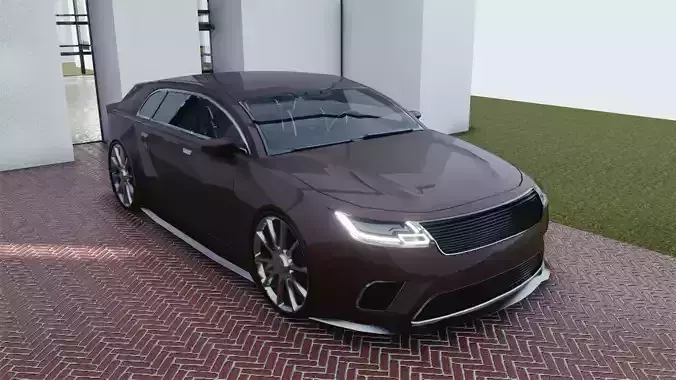 BLENDER EEVEE Brandless Small 4 door hatchback Low-poly 3D model