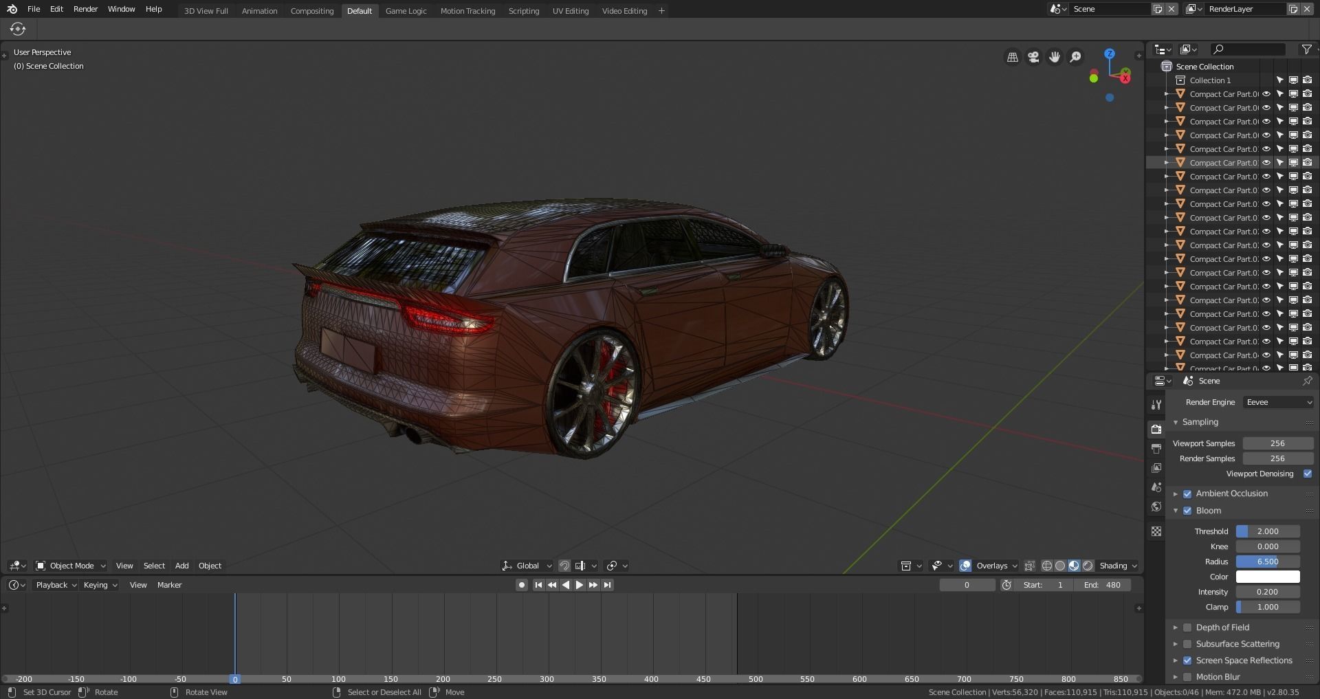 BLENDER EEVEE Brandless Small 4 door hatchback Low-poly 3D model_13
