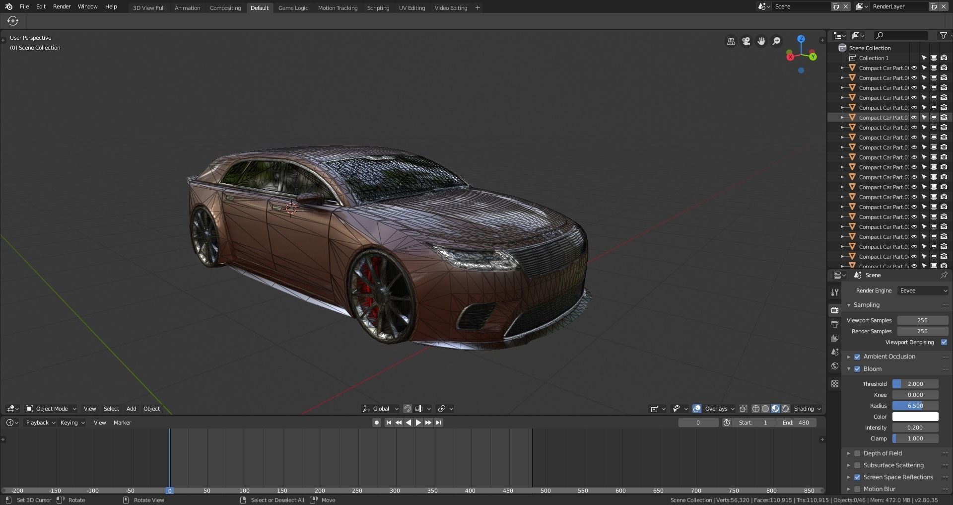 BLENDER EEVEE Brandless Small 4 door hatchback Low-poly 3D model_12
