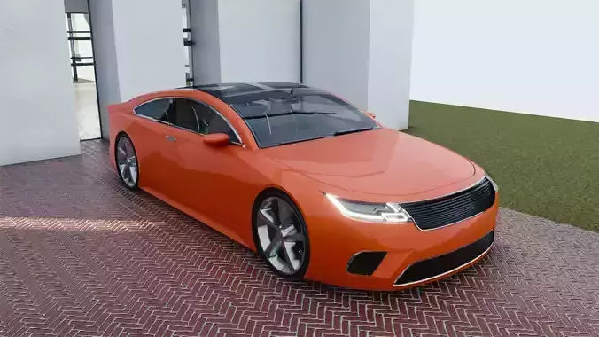 BLENDER EEVEE Brandless Mid Size 2 door coupe Low-poly 3D model