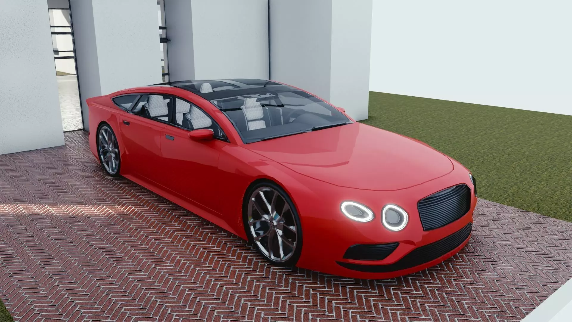 BLENDER EEVEE Brandless Extended Wheelbase 4 door coupe Low-poly 3D model_0