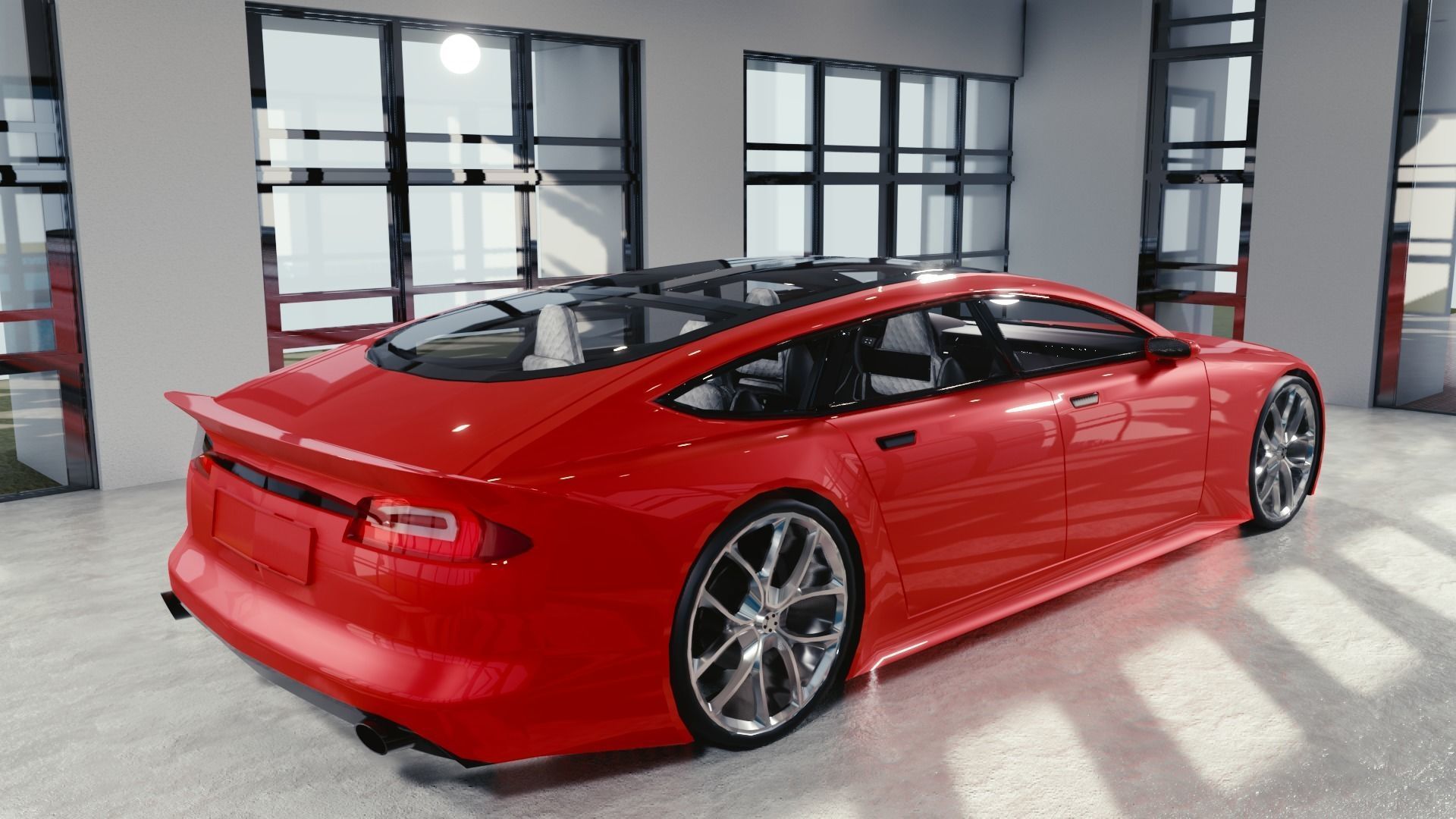 BLENDER EEVEE Brandless Extended Wheelbase 4 door coupe Low-poly 3D model_3