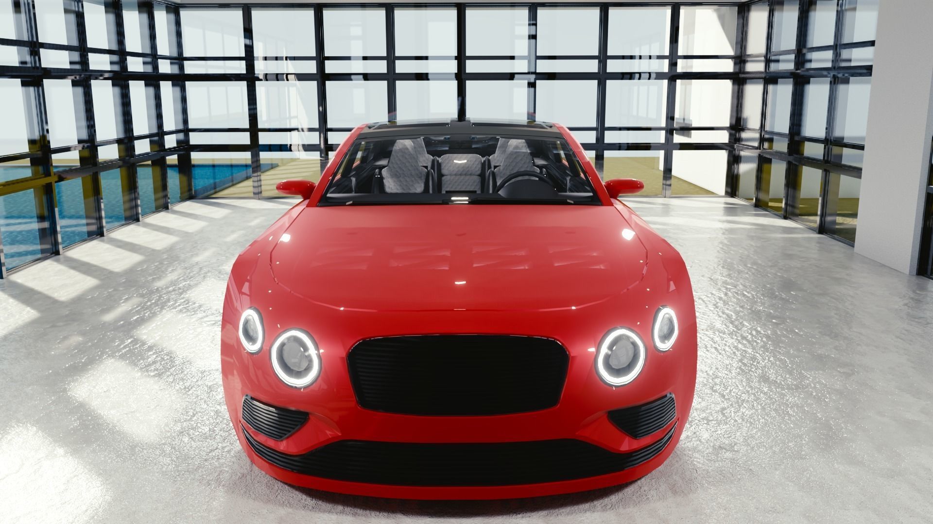 BLENDER EEVEE Brandless Extended Wheelbase 4 door coupe Low-poly 3D model_4