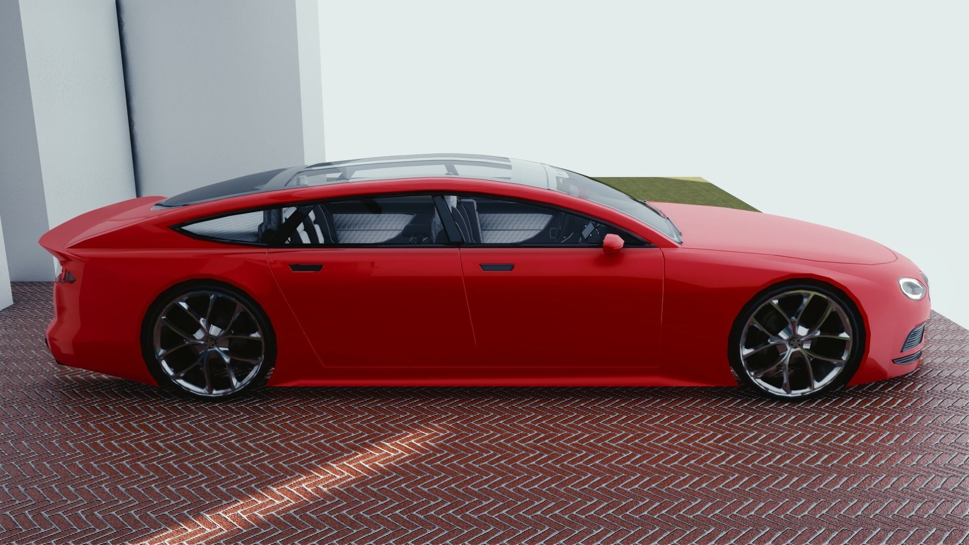 BLENDER EEVEE Brandless Extended Wheelbase 4 door coupe Low-poly 3D model_1