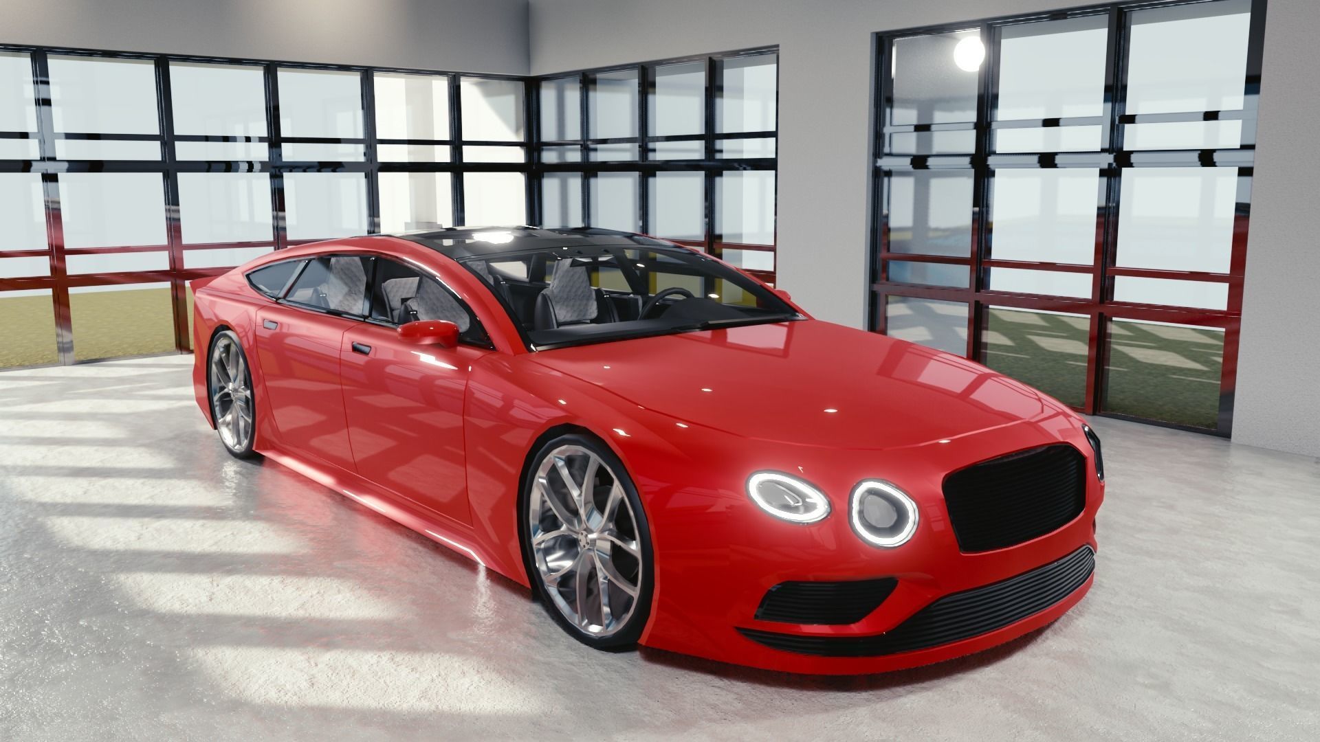 BLENDER EEVEE Brandless Extended Wheelbase 4 door coupe Low-poly 3D model_2