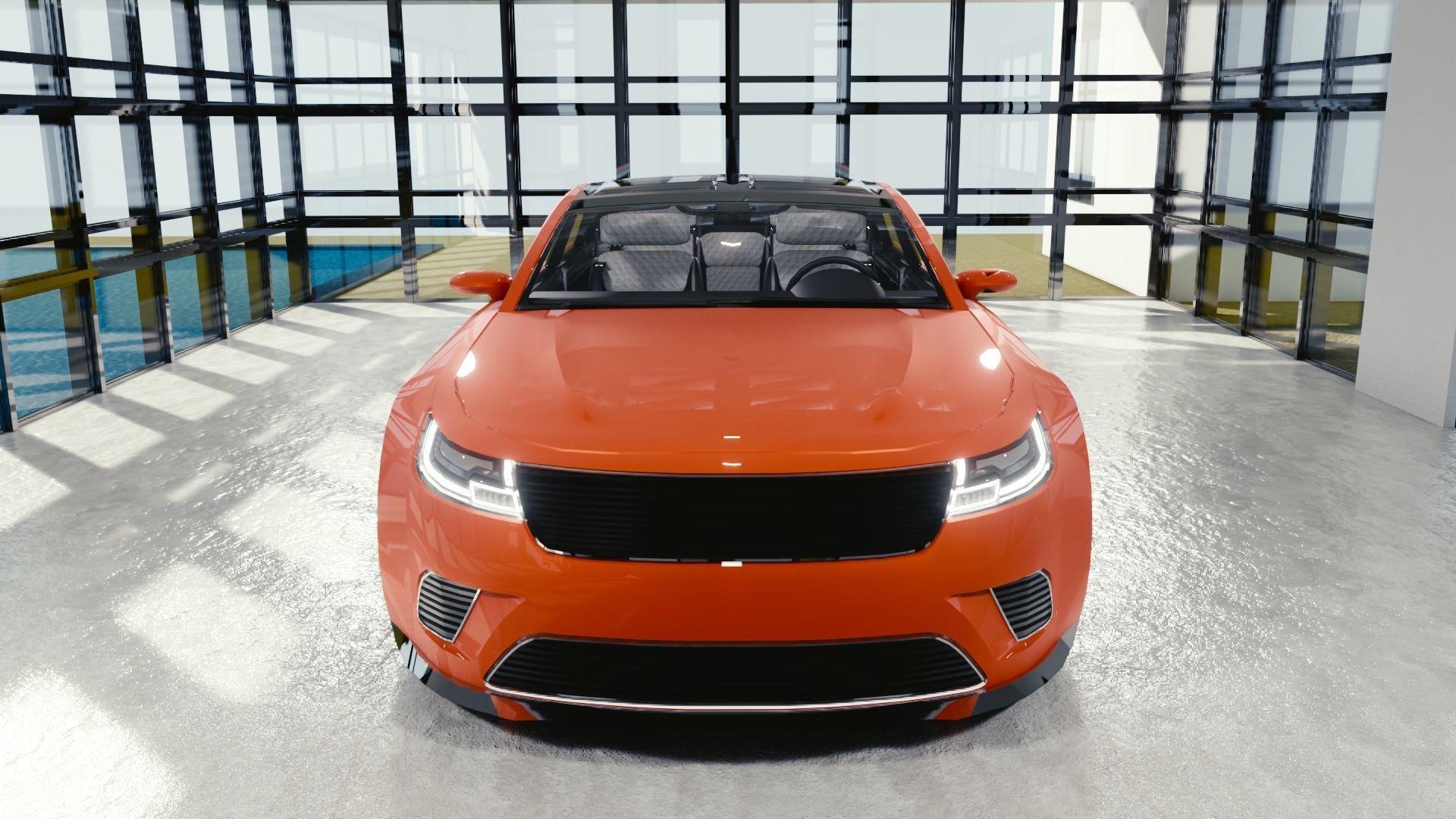 BLENDER EEVEE Brandless Mid Size 4 door sedan Low-poly 3D model_5