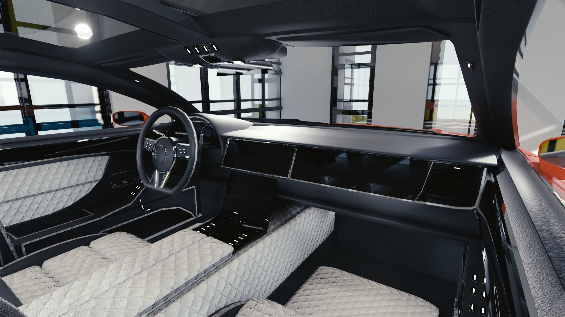 BLENDER EEVEE Brandless Mid Size 4 door sedan Low-poly 3D model_6