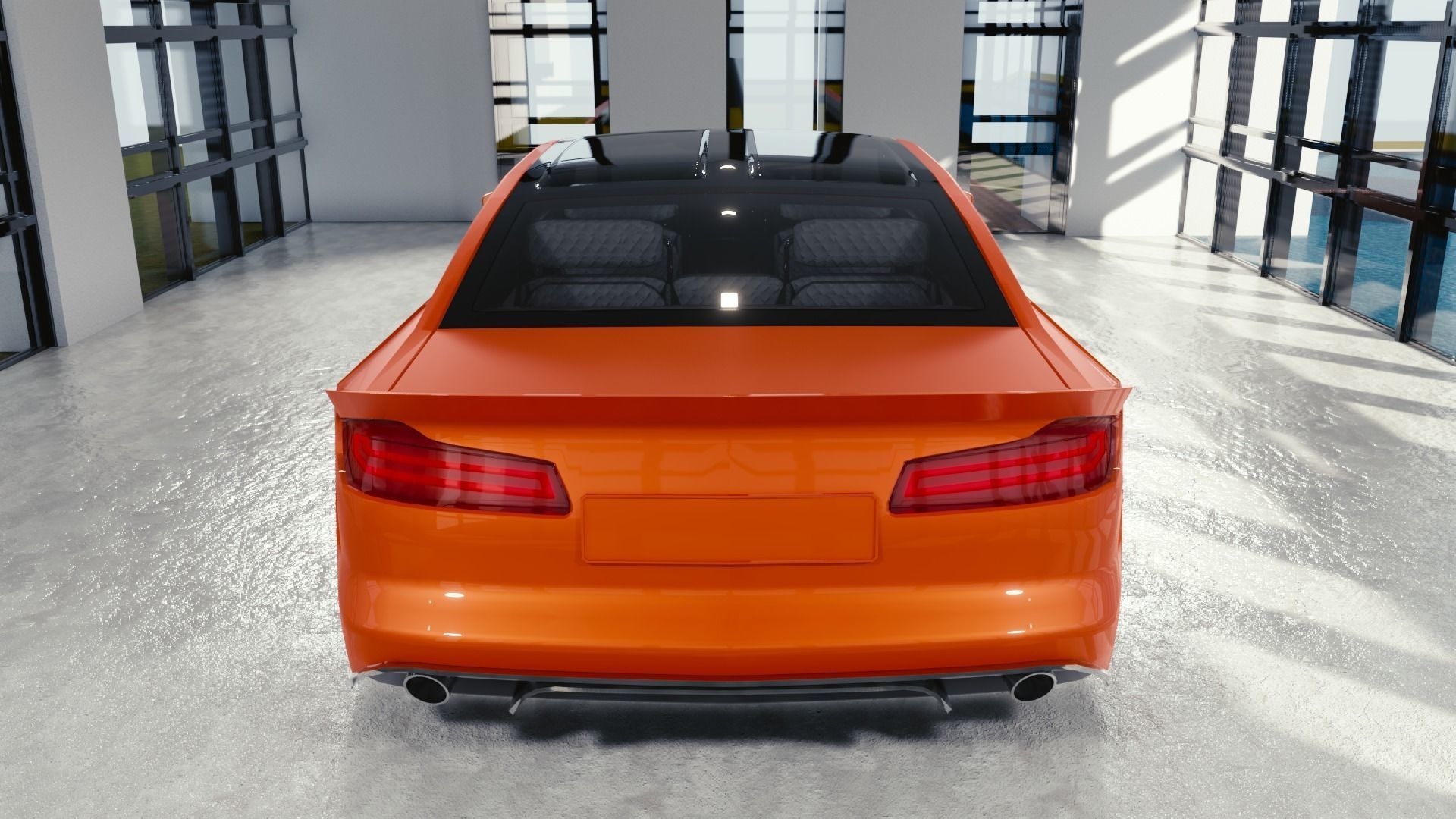 BLENDER EEVEE Brandless Mid Size 4 door sedan Low-poly 3D model_4