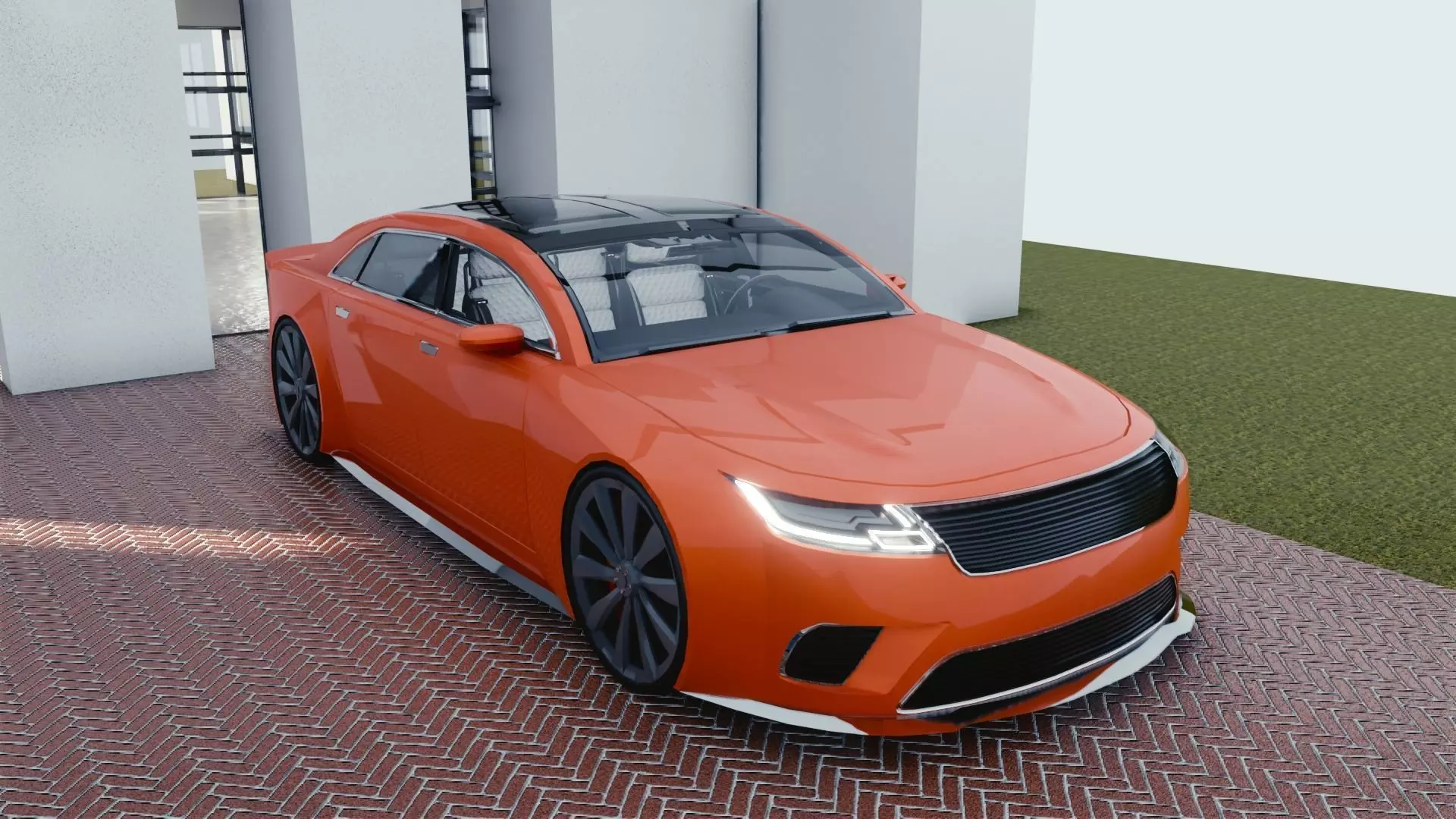 BLENDER EEVEE Brandless Mid Size 4 door sedan Low-poly 3D model_0
