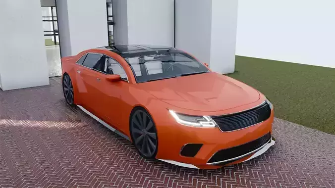 BLENDER EEVEE Brandless Mid Size 4 door sedan Low-poly 3D model