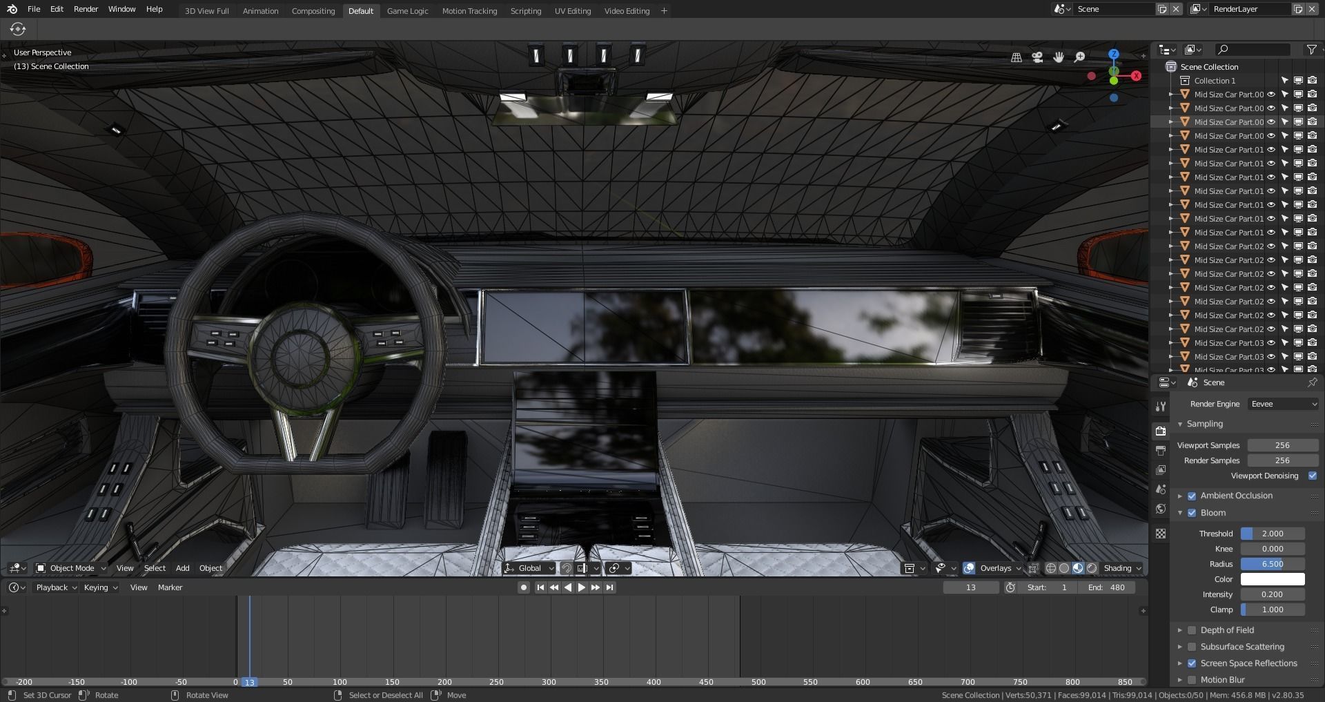 BLENDER EEVEE Brandless Mid Size 4 door sedan Low-poly 3D model_14
