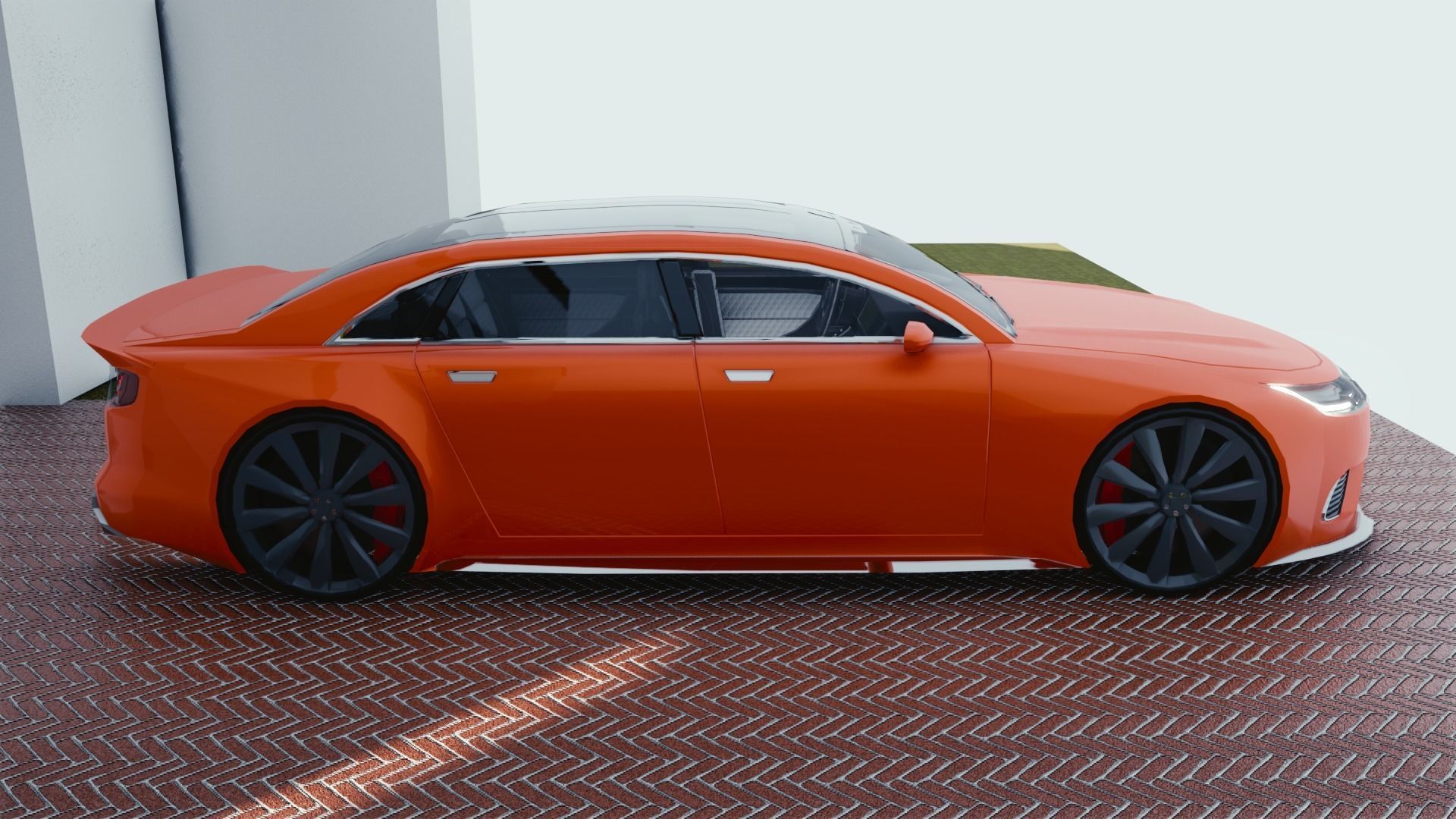 BLENDER EEVEE Brandless Mid Size 4 door sedan Low-poly 3D model_1