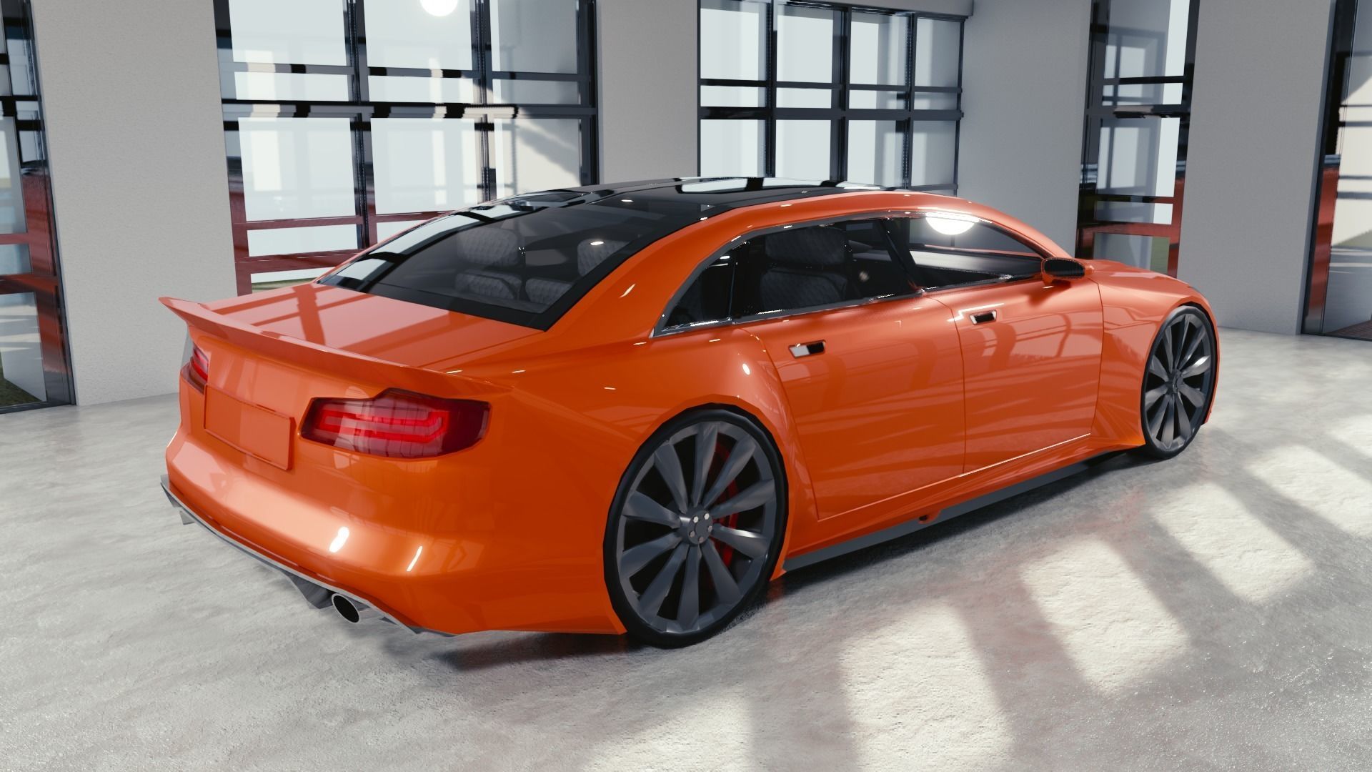 BLENDER EEVEE Brandless Mid Size 4 door sedan Low-poly 3D model_3