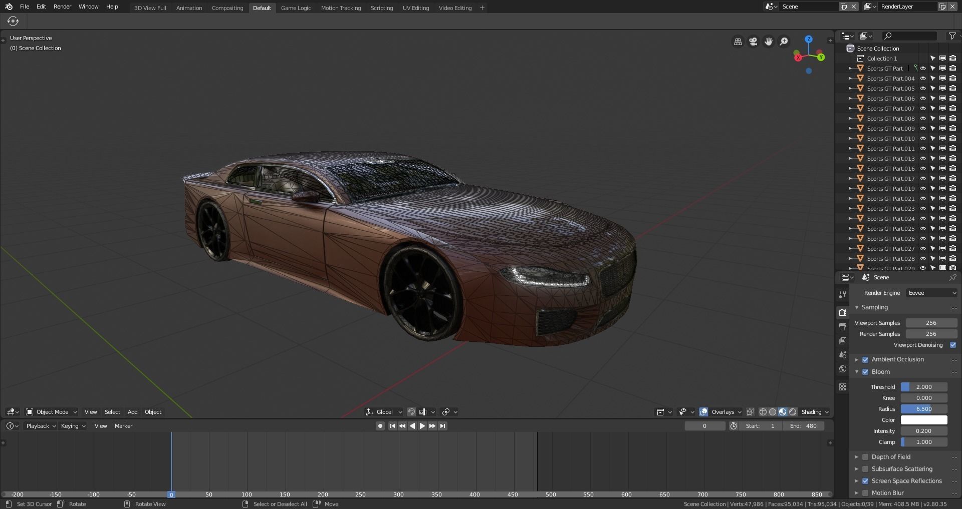 BLENDER EEVEE Brandless Sports GT  Low-poly 3D model_10