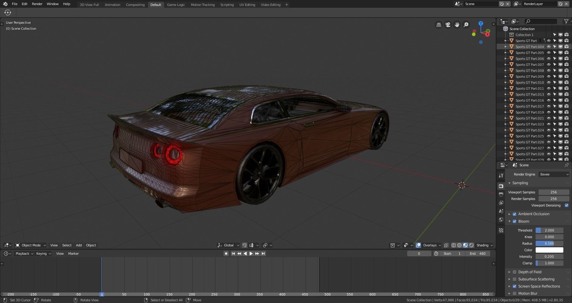BLENDER EEVEE Brandless Sports GT  Low-poly 3D model_11