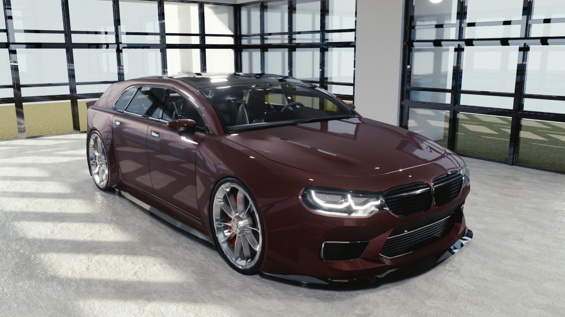 BLENDER EEVEE Brandless Small 4 door hatchback Low-poly 3D model_2