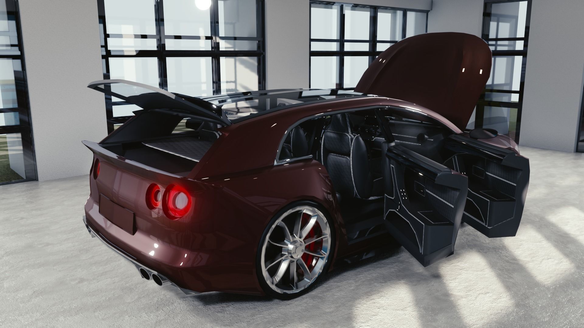 BLENDER EEVEE Brandless Small 4 door hatchback Low-poly 3D model_11