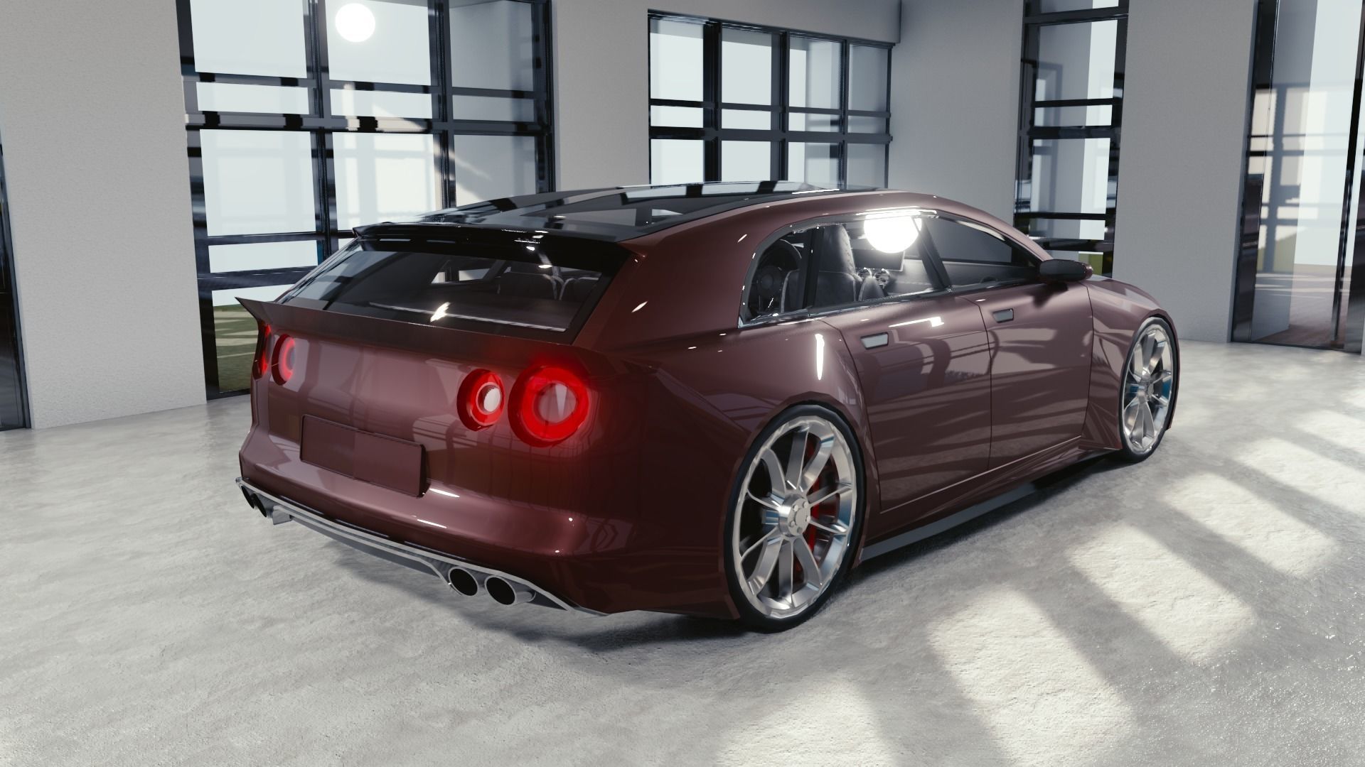 BLENDER EEVEE Brandless Small 4 door hatchback Low-poly 3D model_4