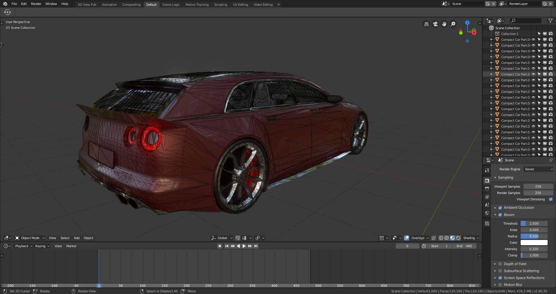 BLENDER EEVEE Brandless Small 4 door hatchback Low-poly 3D model_13