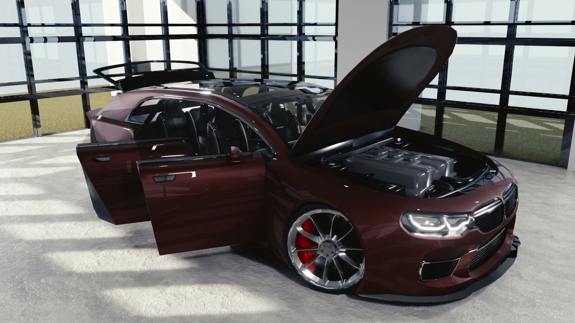 BLENDER EEVEE Brandless Small 4 door hatchback Low-poly 3D model_10