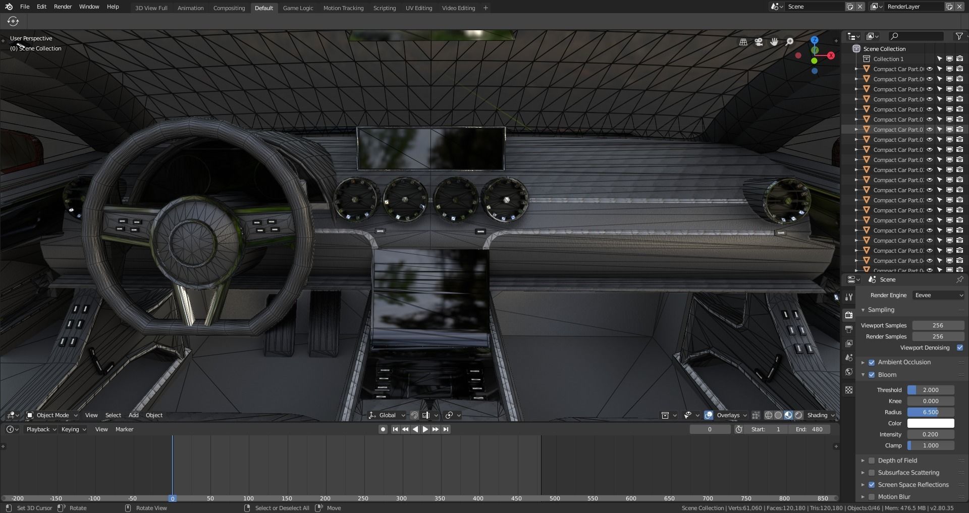 BLENDER EEVEE Brandless Small 4 door hatchback Low-poly 3D model_14