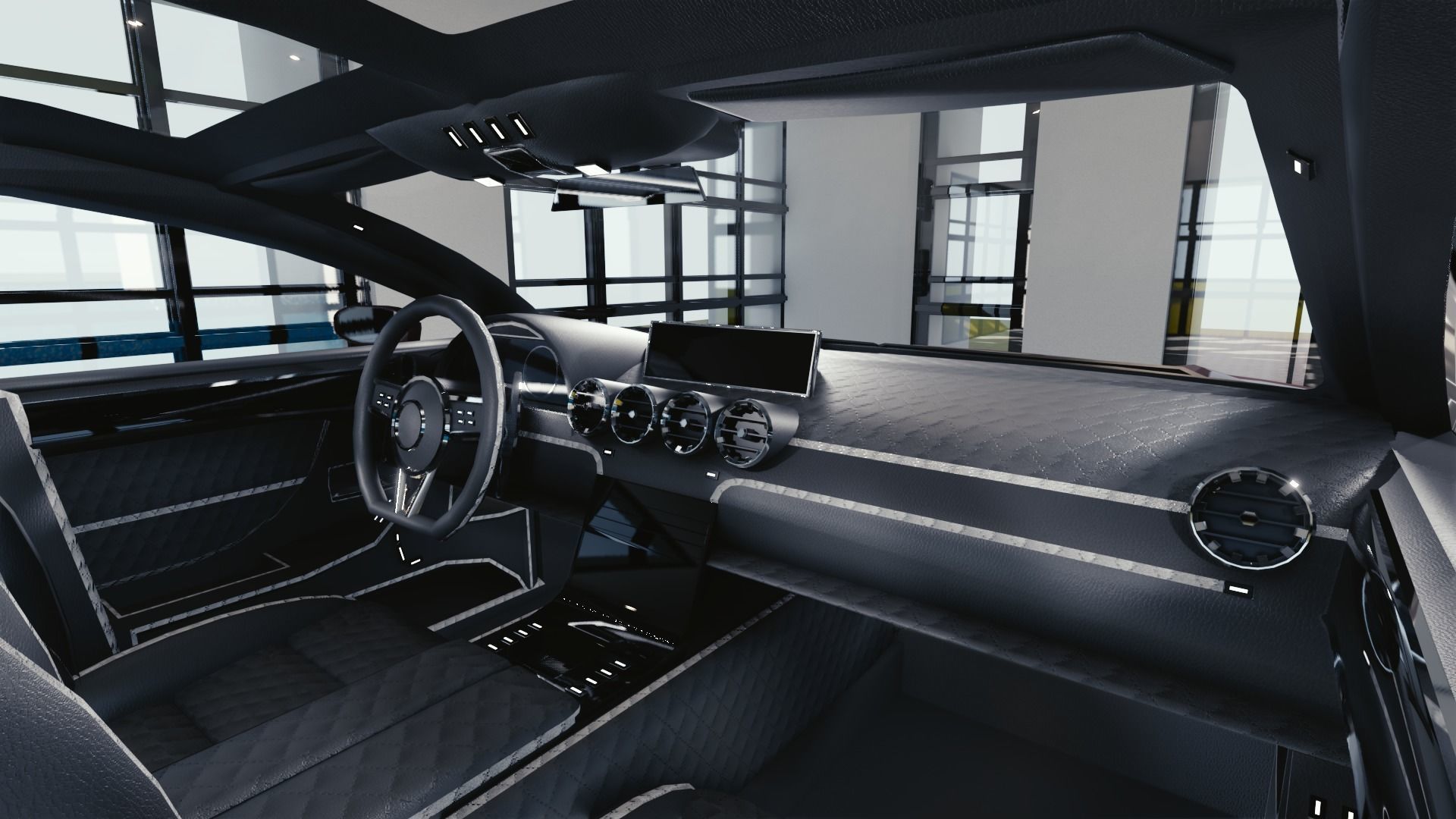 BLENDER EEVEE Brandless Small 4 door hatchback Low-poly 3D model_6