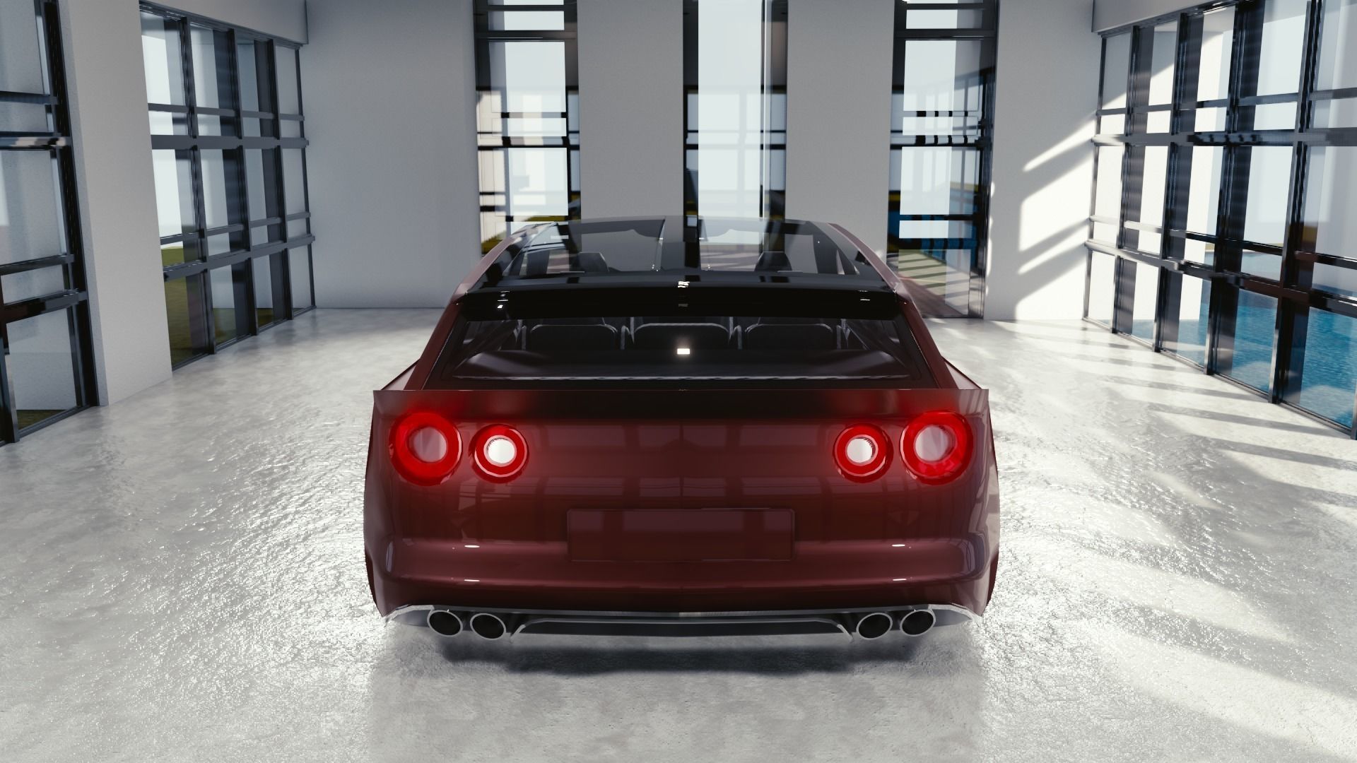 BLENDER EEVEE Brandless Small 4 door hatchback Low-poly 3D model_5