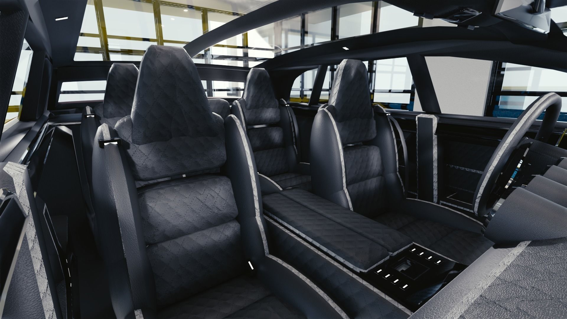 BLENDER EEVEE Brandless Small 4 door hatchback Low-poly 3D model_7