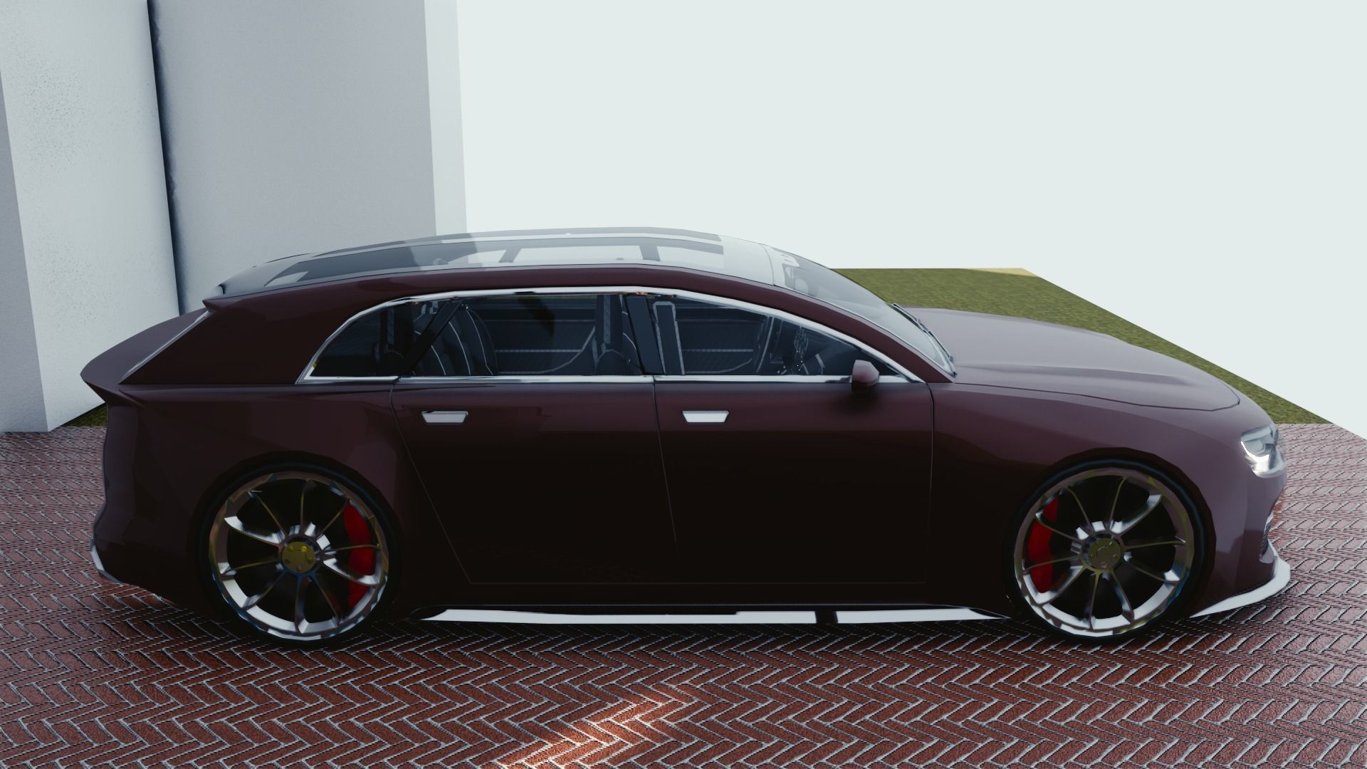 BLENDER EEVEE Brandless Small 4 door hatchback Low-poly 3D model_1