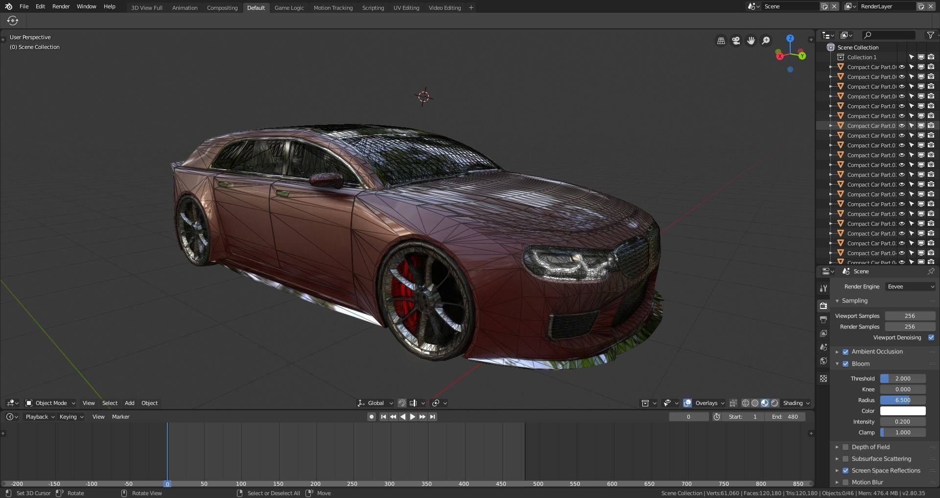 BLENDER EEVEE Brandless Small 4 door hatchback Low-poly 3D model_12