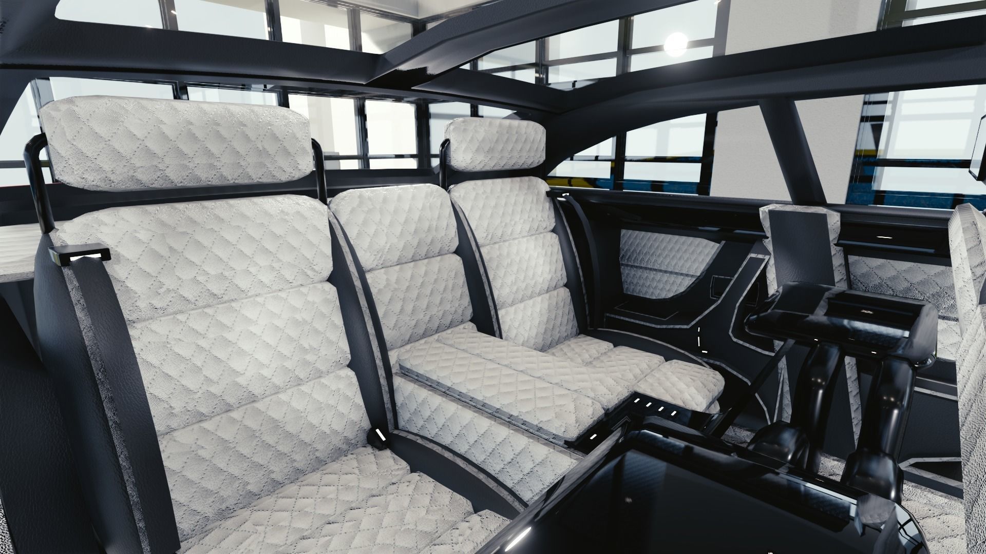 BLENDER EEVEE Brandless Extended Wheelbase 2 door sedan Low-poly 3D model_9