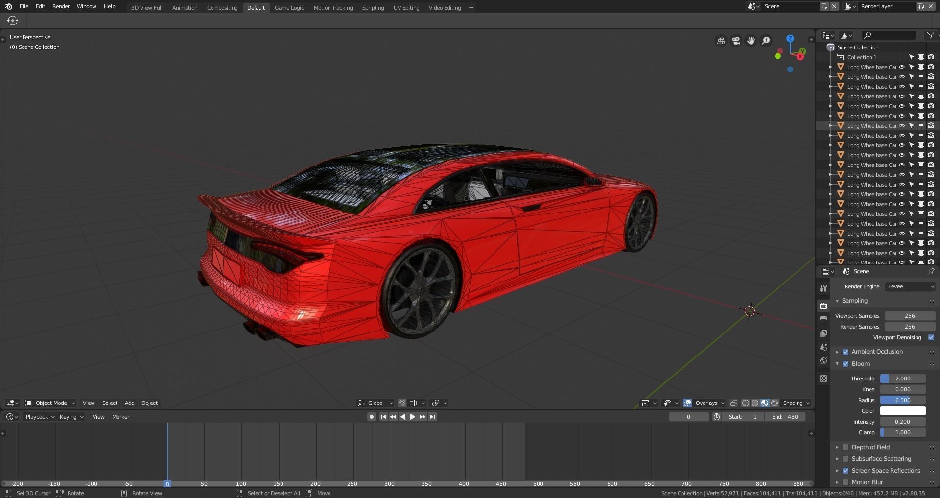 BLENDER EEVEE Brandless Extended Wheelbase 2 door sedan Low-poly 3D model_13