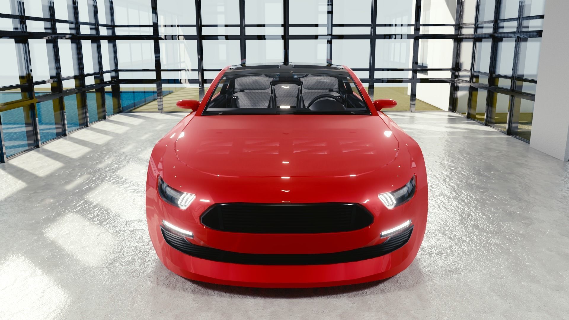 BLENDER EEVEE Brandless Extended Wheelbase 2 door sedan Low-poly 3D model_4