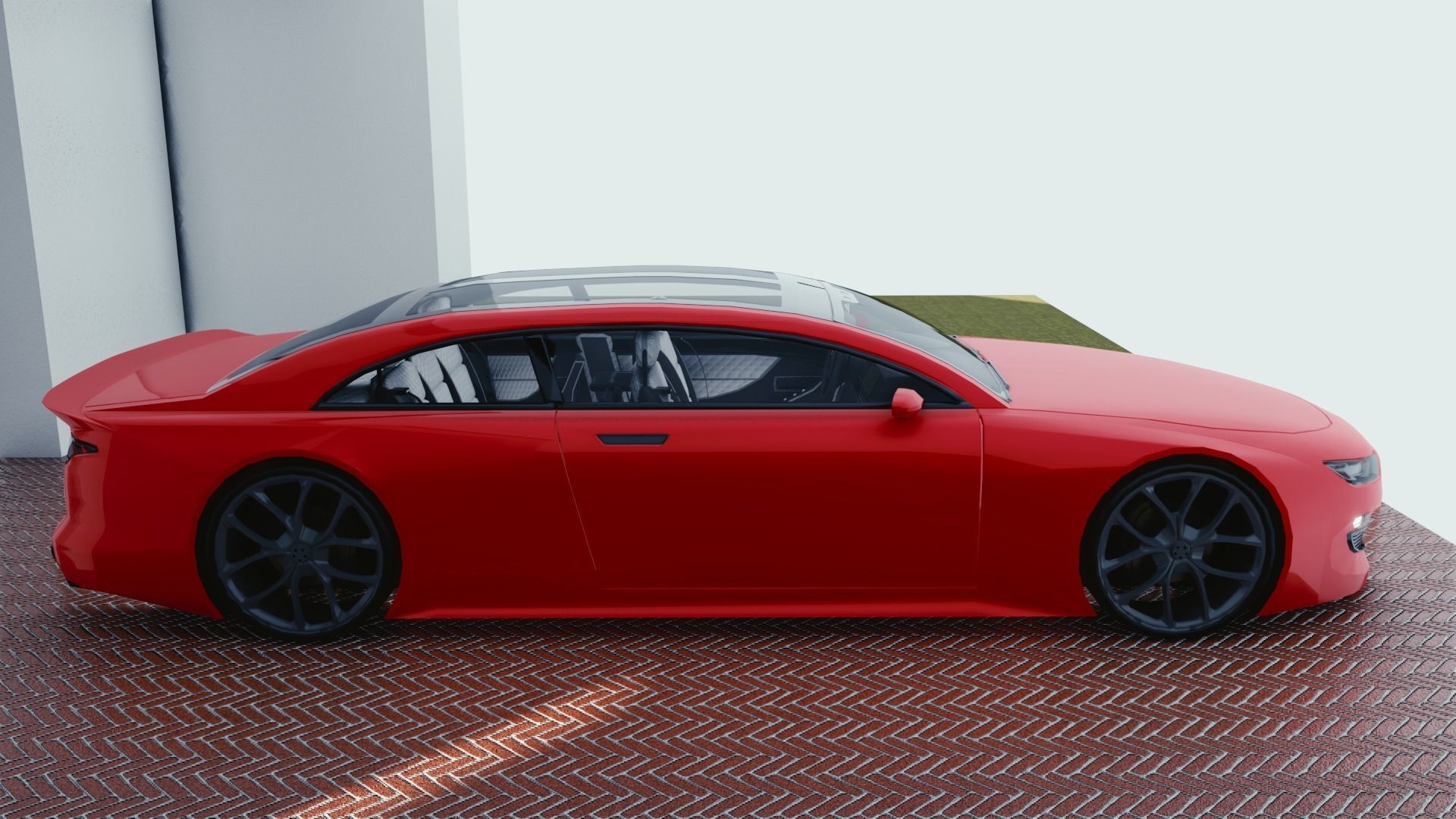 BLENDER EEVEE Brandless Extended Wheelbase 2 door sedan Low-poly 3D model_1