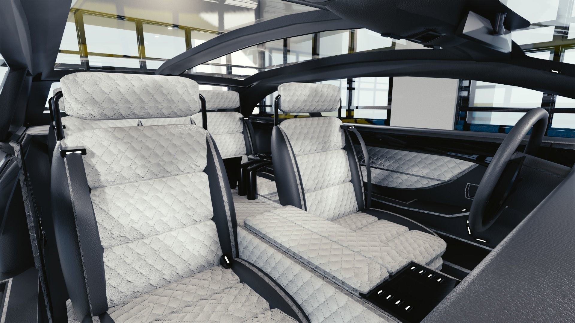 BLENDER EEVEE Brandless Extended Wheelbase 2 door sedan Low-poly 3D model_7